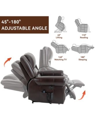 Power Lift Recliner Chair Heat Massage Dual Motor Infinite Position Up to 350 LBS