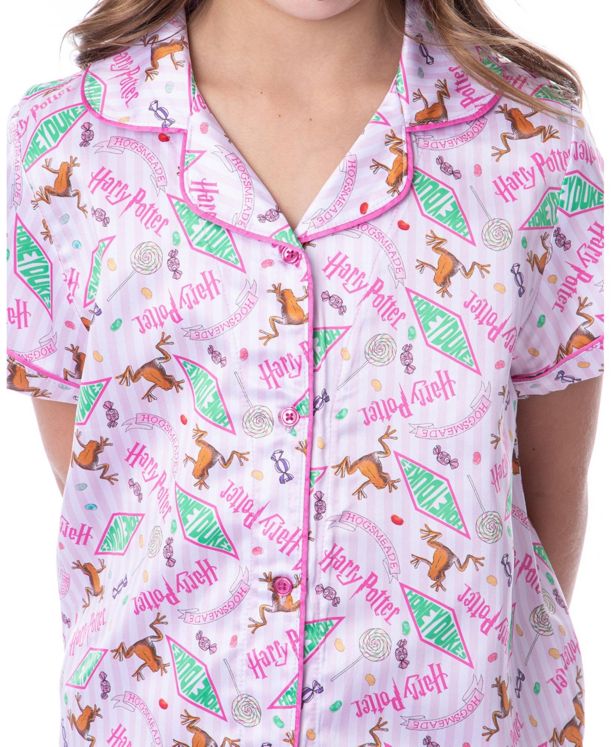 Harry Potter Girls' Honeydukes Wizarding World Button-Front Kids Sleep 2PC Pajama Short Set
