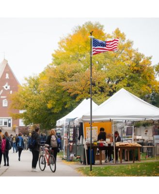 EZ GO 20ft Eagle Topper Telescopic Flag Pole Kit Solar Light Outside 3x5' US Flag Ball Top, Silver