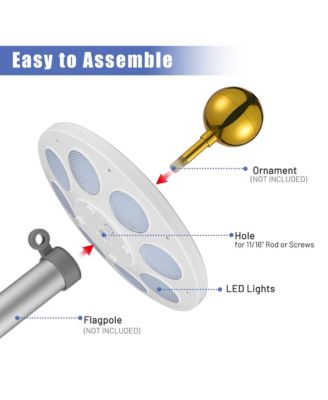 EZ GO 20ft Eagle Topper Telescopic Flag Pole Kit Solar Light Outside 3x5' US Flag Ball Top, Silver