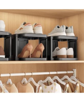 Vertical Shoe Rack: 8 Tiers Stackable Shoe Rack for Closet DIY Free Standing Shoe Organizer Small Shoe Shelf for Small Spaces and Narrow Spaces Plastic