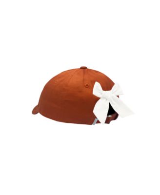 Girls Football Bow Baseball Hat in Orange