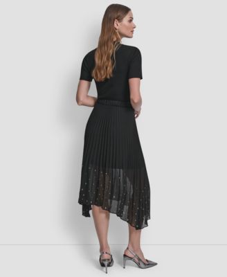 Women's Pleat Detail Pull On Midi Skirt