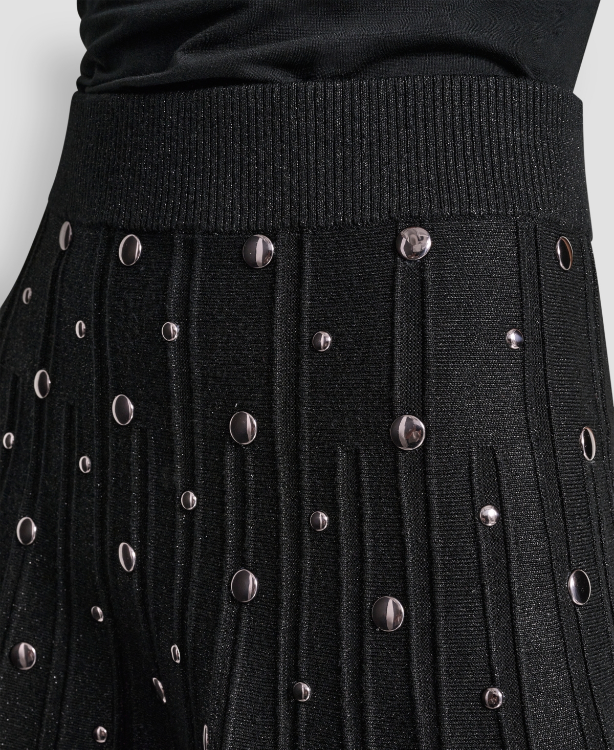 Dkny Studded Metallic Miniskirt In Black