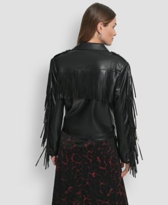 Women's Fringe Detail Crop Collared Jacket