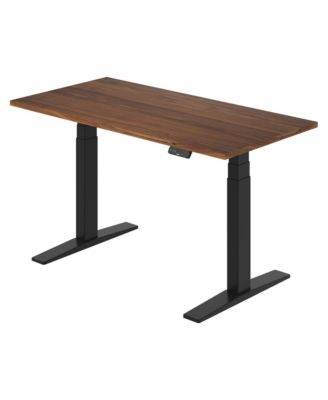 E7-COMMERCIAL 55  W Electric Adjustable Standing Desk, Black Walnut Top, Black Base