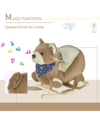 Baby Rocking Horse, Plush Animal Rocker w/ Realistic Sound, Pedals