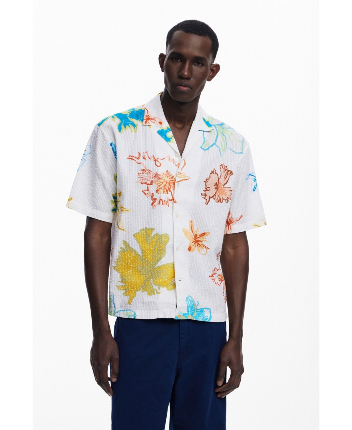 Desigual Men's Short-sleeve shirt with leaves