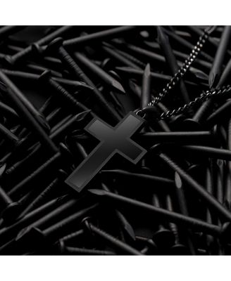 Men's Stone Cross Pendant Stealth Black - Large