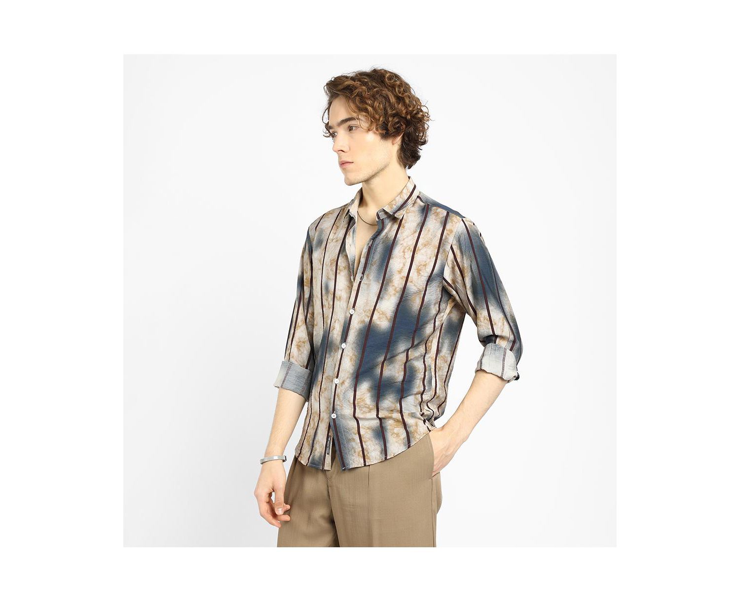 Men's Tie-Dye Striped Shirt