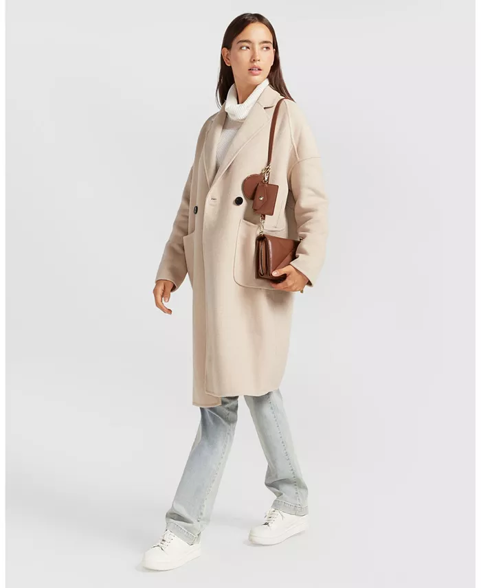 Women's Publisher Double Breasted Wool Blend Coat - thumbnail 4