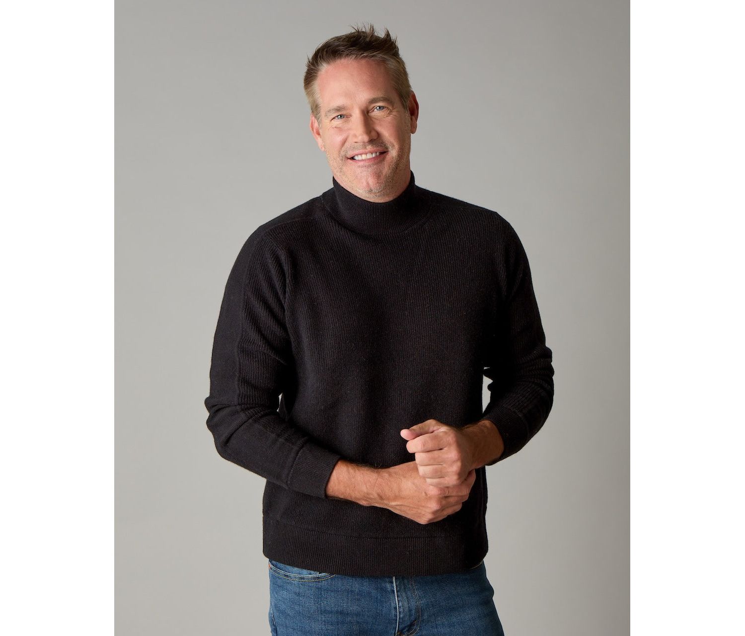 Men's Itch-Free Merino Wool Mock Neck Sweater with Lining
