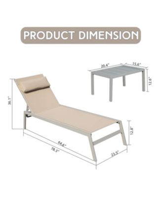 Premium Aluminum Lounge Chair, Ultimate Comfort, 5 Recline Positions