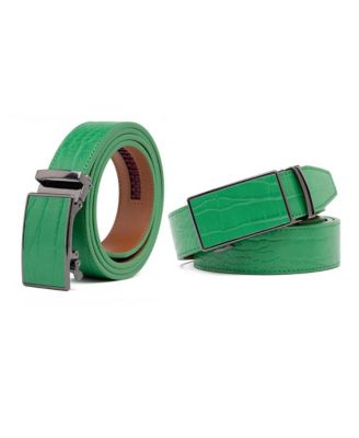 Men's Genuine Leather Crocodile Design Dress Belt with Automatic Buckle