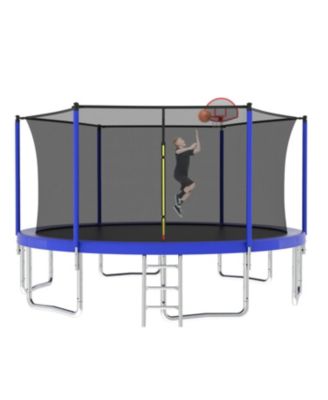 Streamdale 14FT Kids Trampoline with Safety Net, Basketball Backboard, and Ladder