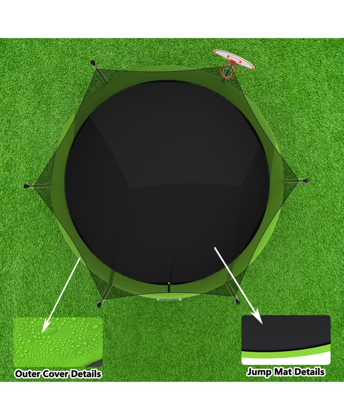 Streamdale 14FT Kids Trampoline with Safety Net, Basketball Hoop, and Accessories