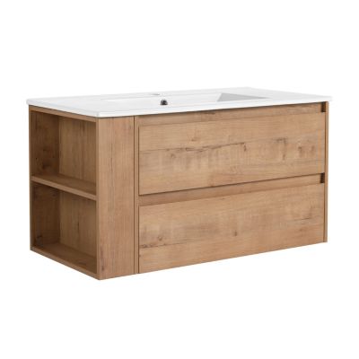 Streamdale 36" Wall Mounting Bathroom Vanity With Ceramic Sink, Soft Close Drawer