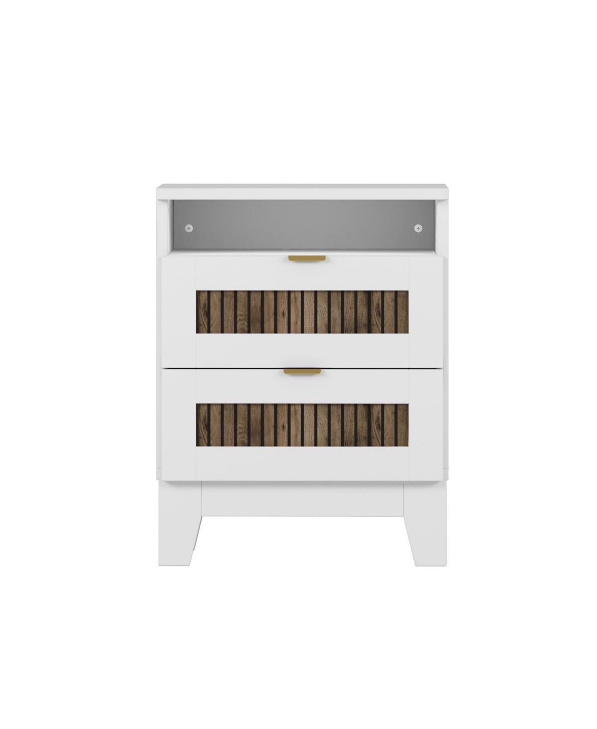 Streamdale Furniture Farmhouse 2-Drawer Nightstand with Wooden Accents