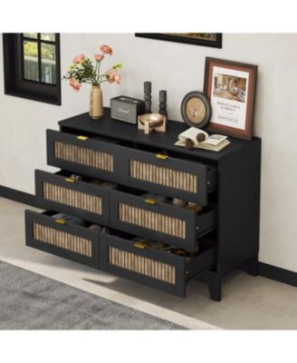 Rustic Dresser with 6 Drawers and Metal Handles