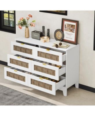 Rustic Dresser with 6 Drawers and Metal Handles