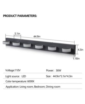 Streamdale LED Modern Black 6-Light Vanity Lights Fixtures Over Mirror Bath Wall Lighting