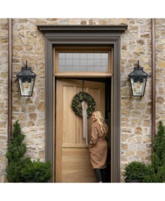 Outdoor Wall Lanterns with Clear Glass Panels 2-Pack