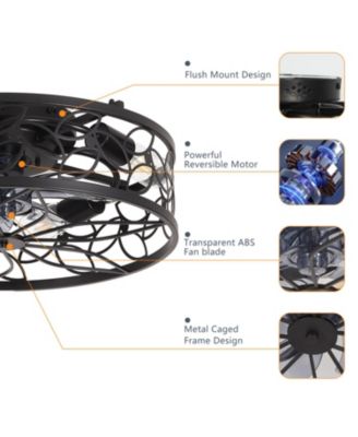 Streamdale Black Vintage Caged Ceiling Fan with Remote - 18.1", Industrial Style