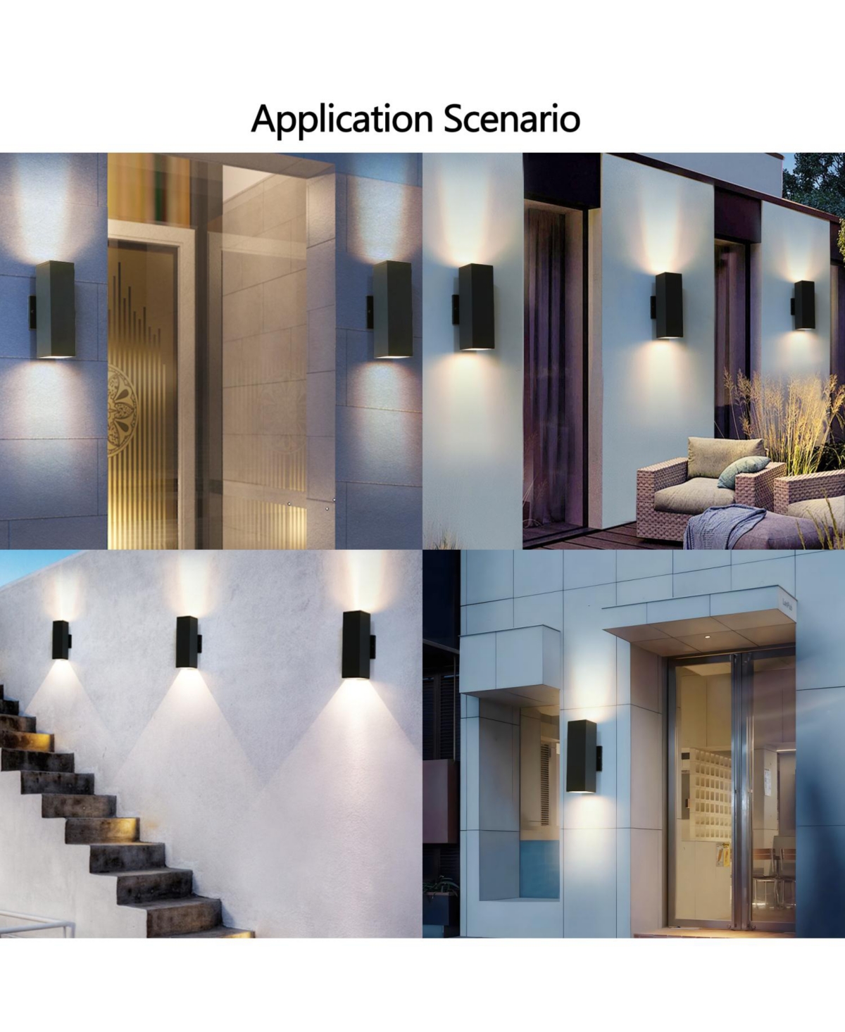 Streamdale Furniture Black Aluminum Outdoor Wall Sconce (2-Pack), Weatherproof Modern Wall Light