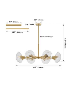 Gold 8-Light Clear Shade Mid-Century Modern Fixture Sputnik Chandelier