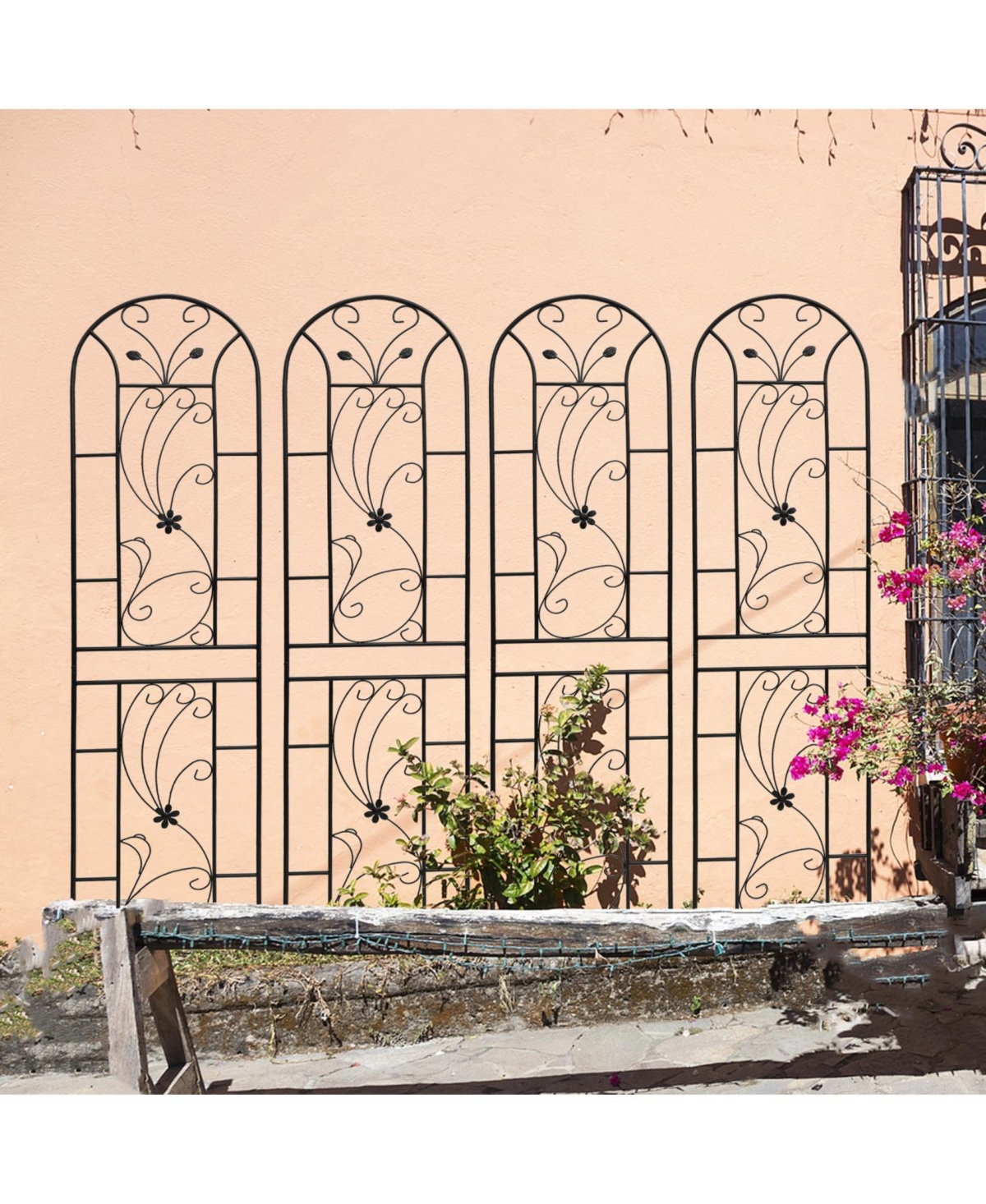 Streamdale 4-Pack Metal Garden Trellis, 86,7" x 19,7", Rustproof, Black