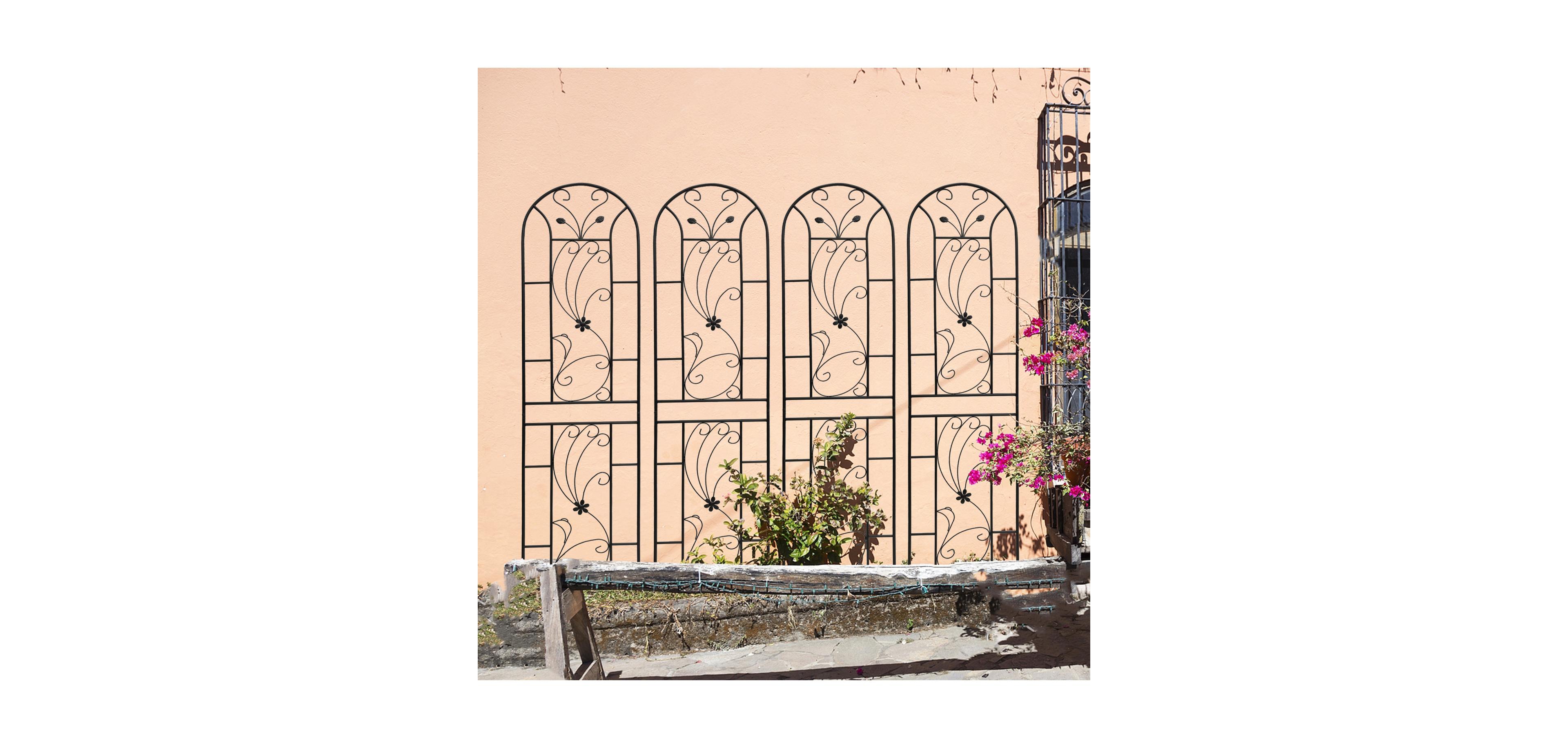 Streamdale 4-Pack Metal Garden Trellis, 86,7" x 19,7", Rustproof, Black