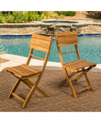 Outdoor Acacia Wood Folding Dining Chair (Set of 2) Natural