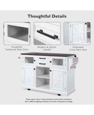 Kitchen Island with Drop Leaf & Power Outlet