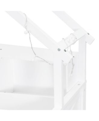 Wood Full House Platform Bed with LED & Storage