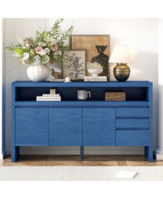 60'' Modern Ash Veneer 3-Door Sideboard