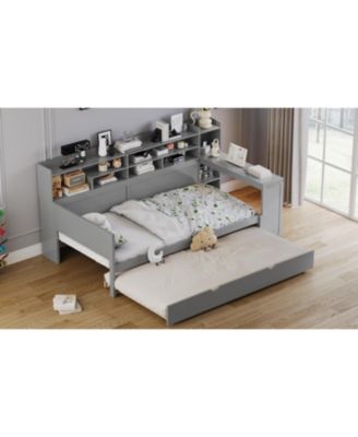 Twin Daybed with Trundle Desk & Shelves