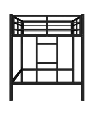 Twin Metal Loft Bed with Ladder & Guardrails - Black