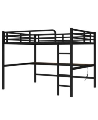 Queen Loft Bed with Outlet & LED - Black