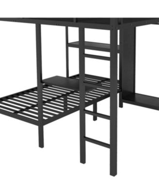 King/Twin XL Bunk Bed with Wardrobe & Desk - Black