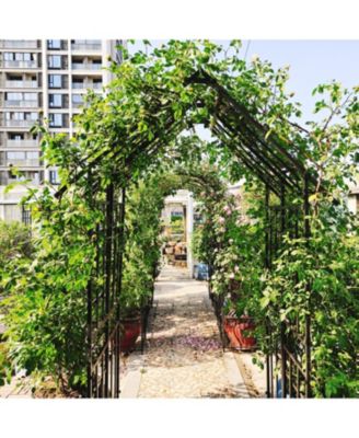 Metal Garden Arch with Gate Black