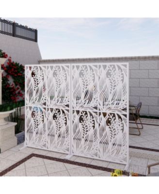 White Leaf Metal Privacy Screen 3.8x6ft