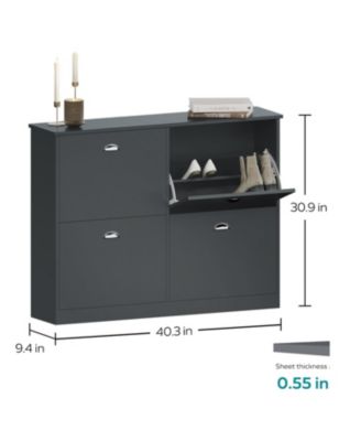 Slim 4-Drawer Shoe Cabinet (Gray)