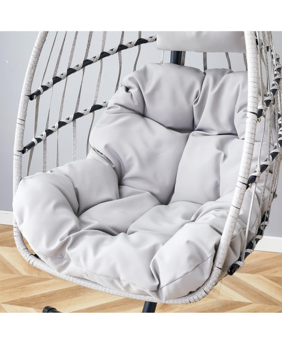 Streamdale Furniture Gr Heavy-Duty Wicker Hanging Chair (Gray)