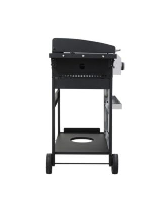 4-Burner Propane BBQ Grill SS Plancha Foldable Side Table