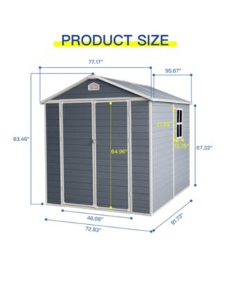 6x8 Resin Outdoor Storage Shed - Grey