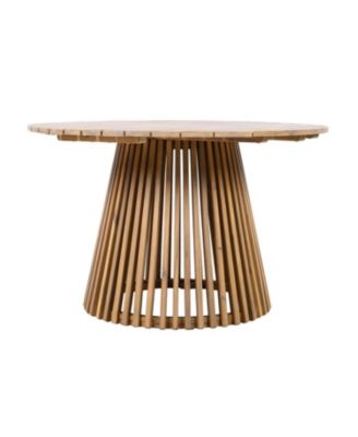 Acacia Wood Round Patio Dining Table - Light Teak