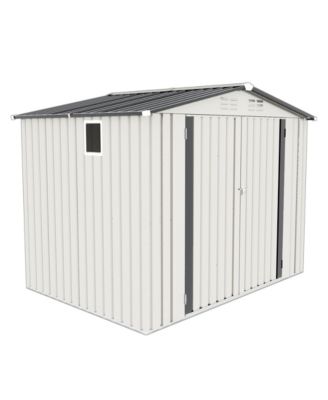 Streamdale 8x6 Metal Outdoor Storage Shed, Window, Lockable Door, White/Gray