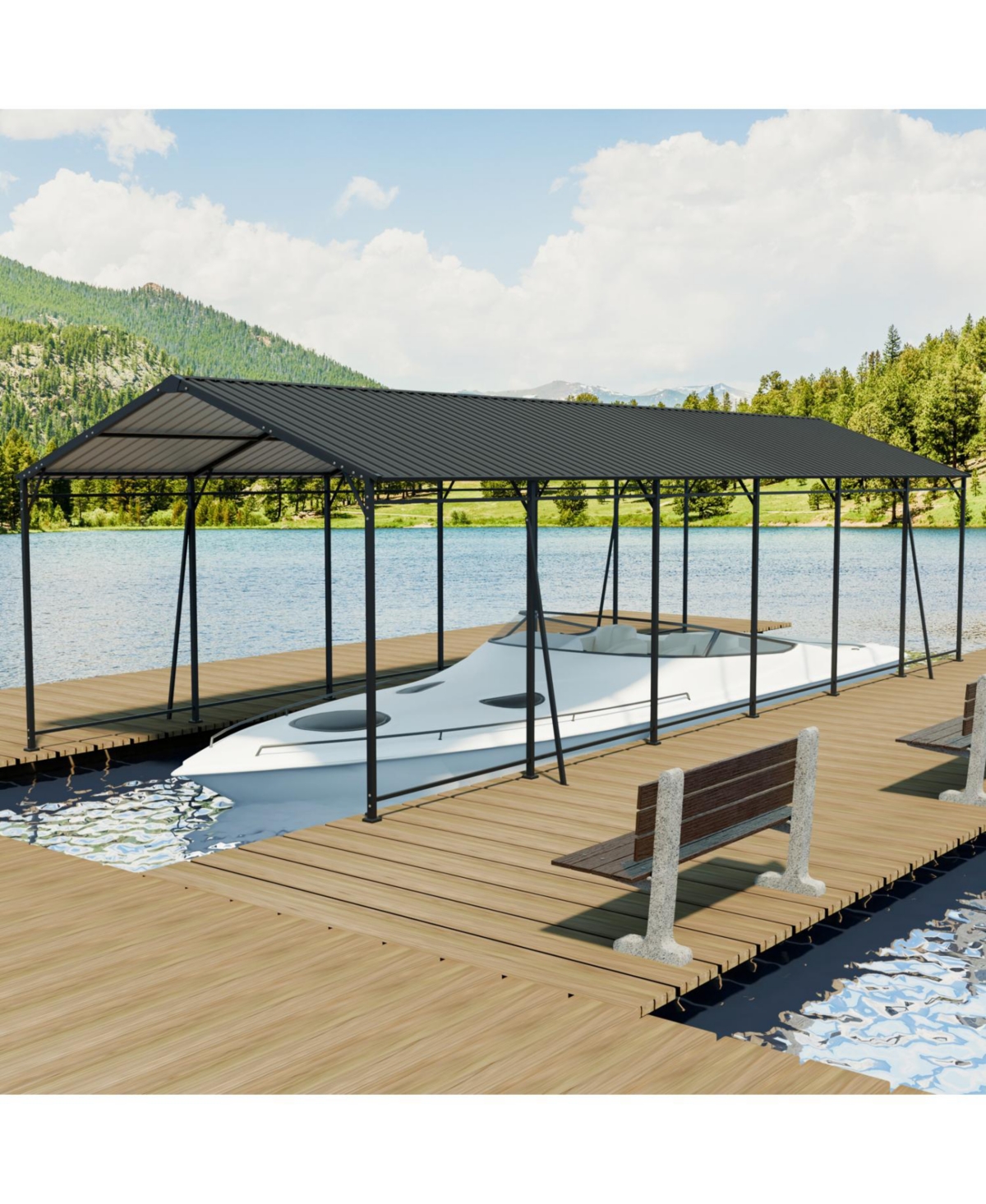 Streamdale Furniture Streamdale 12x32 Ft Heavy Duty Galvanized Steel Carport Garage