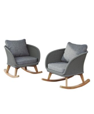 Streamdale Gray Wicker Rocking Chairs - Indoor/Outdoor Patio Set