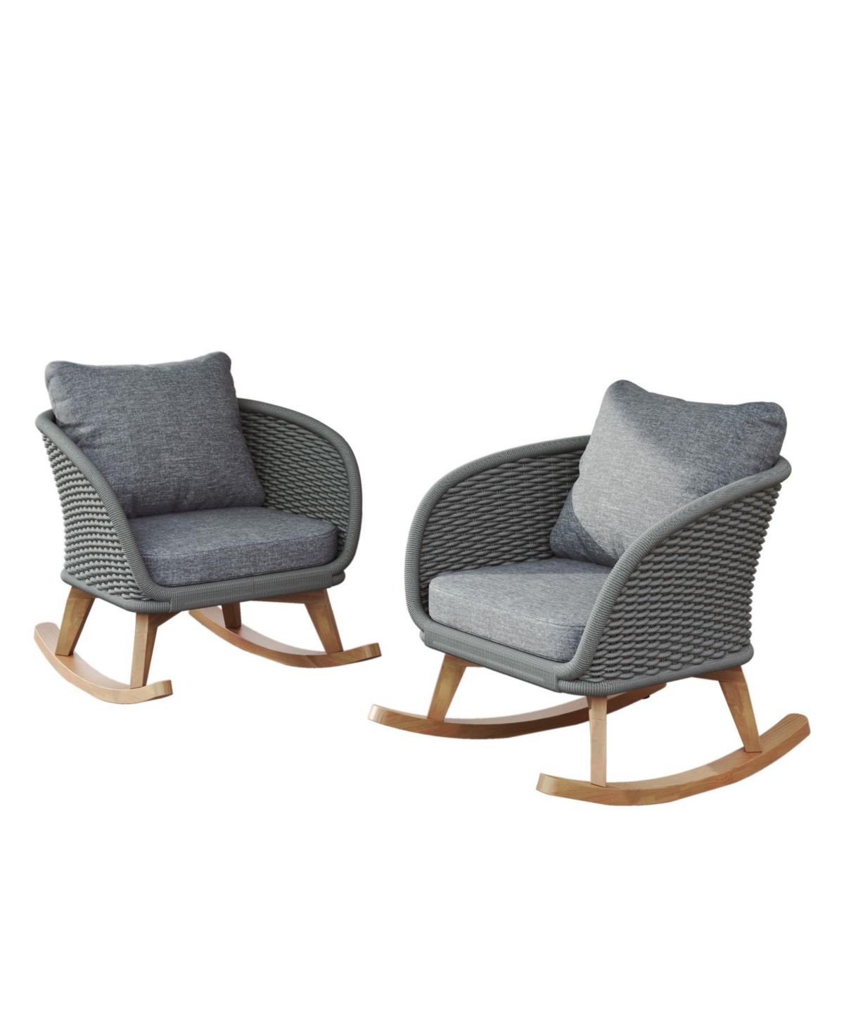 Streamdale Furniture Streamdale Gray Wicker Rocking Chairs - Indoor/Outdoor Patio Set